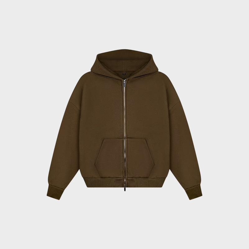 Cloud Essentials Zip Hoodie Mocha
